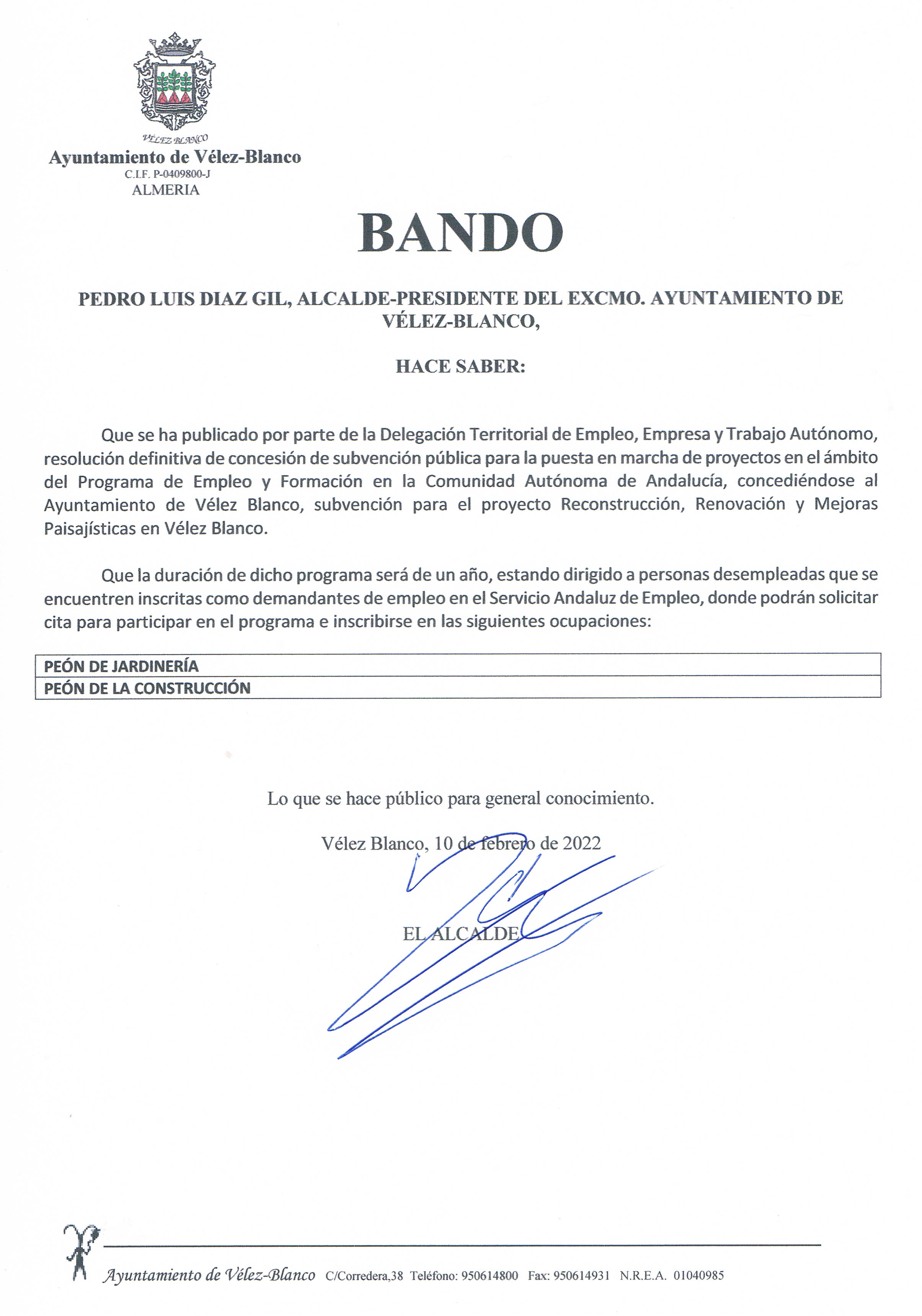 BANDO TALLER DE EMPLEO