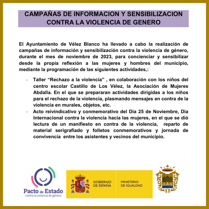 CAMPAÑAS DE INFORMACION Y SENSIBILIZACION CONTRA LA VIOLENCIA DE GENERO